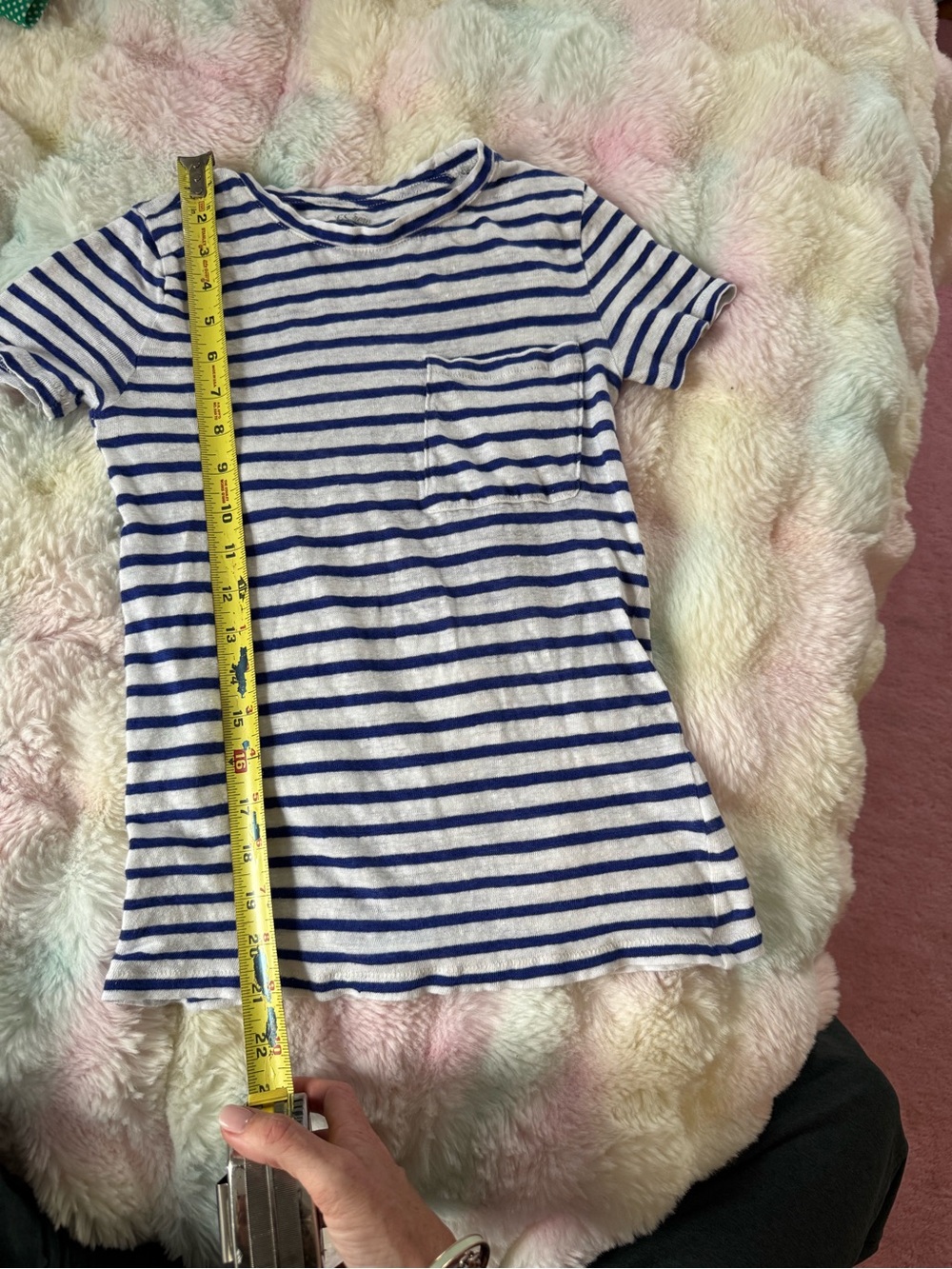 J.Crew Linen Tee Navy White Stripe Pocket Short Sleeve XXS